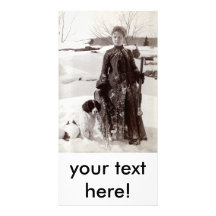 Mujer 1890 y su perro de caza de Bretaña Plantilla Para Tarjeta De Foto