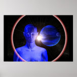 Mujer azul en espacio posters