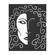 Mujer blanco y negro en la impresión de la lona de impresiones de lienzo