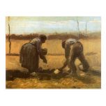 Mujer campesina que planta las patatas; Vincent va Postal