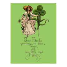 Mujer con el día de San Patricio del vintage del t Tarjeta Postal