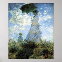 Mujer con el parasol por la impresión de Monet Posters