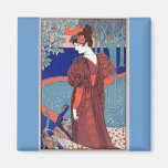 Mujer con los pavos reales cerca: Louis Juan Rhead Imanes Para Frigoríficos