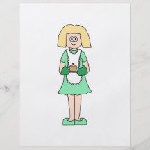 Mujer con un pote caliente de la sopa. En verde y  Flyer A Todo Color