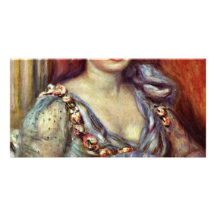 Mujer con una fan de Pierre-Auguste Renoir (el mej Plantilla Para Tarjeta De Foto