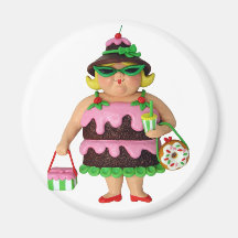 Mujer de la torta imán de nevera