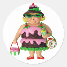 Mujer de la torta pegatinas redondas