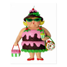 Mujer de la torta tarjeta postal
