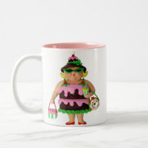 Mujer de la torta tazas de café