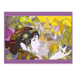 Mujer de Nouveau del arte Postales