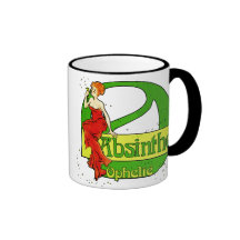 Mujer de Ophelie del ajenjo en vestido rojo Tazas De Café