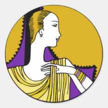 Mujer del art déco en púrpura y oro pegatina