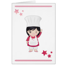 Mujer del cocinero de la tarjeta de nota