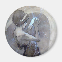 mujer del deco del nouveau del arte de la estrella imán de frigorifico