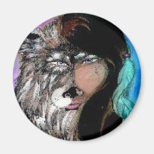 Mujer del lobo iman de nevera