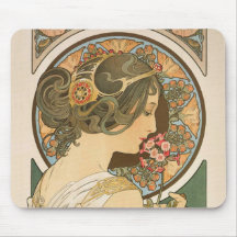 Mujer del nouveau del arte con las flores tapetes de ratones