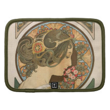 Mujer del nouveau del arte con las flores planificadores
