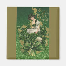 Mujer del recuerdo del día de St Patrick del vinta Imanes De Nevera