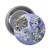 Mujer del robot con un corazón estrellado del cris pins