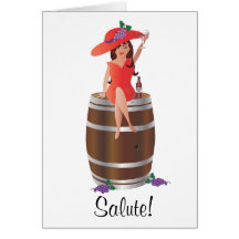 Mujer del vino del "saludo" tarjeton