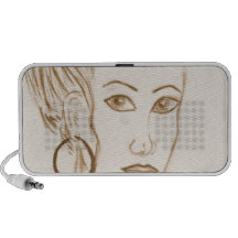 Mujer hermosa iPhone altavoces