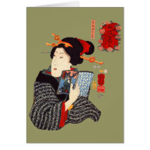 Mujer japonesa 2 de lectura tarjeta