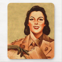 Mujer militar retra WAAC de las mujeres 40s del vi Tapete De Raton