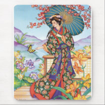 Mujer noble con el parasol Mousepad alfombrillas de raton 