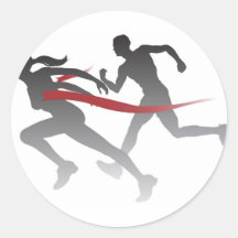Mujer que gana una carrera pegatinas  