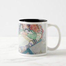 Mujer que miente en un banco, 1913 tazas de café