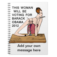 Mujer que vota por cuaderno del diseño de Barack O