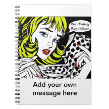 Mujer que vota por cuaderno del diseño de Barack O