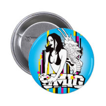 Mujer y botón del dragón pin