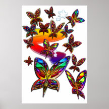 Mujeres de la mariposa que vuelan la impresión dos posters