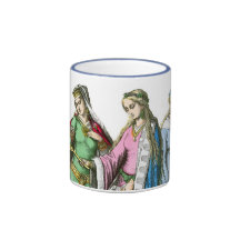 Mujeres nobles medievales - trajes de período tazas de café