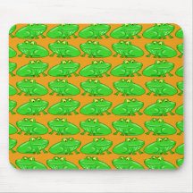 Multi-Ranas verdes en el naranja Alfombrillas De Ratón