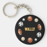 Mundo de Wally del llavero de los deportes - negro