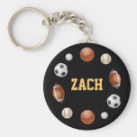 Mundo de Zach del llavero de los deportes - negro