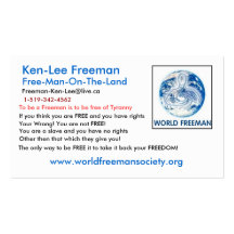 MUNDO del globo de Freeman, Ken-Lee Freeman, www.w Tarjetas De Visita