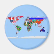 mundo señalado por medio de una bandera imán