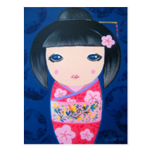 Muñeca de Kokeshi - Harumi Postales