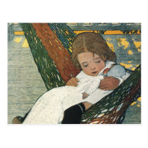 Muñeca de la hamaca del niño del vintage; Jessie W Tarjeta Postal