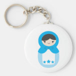 Muñeca de Matryoshka - azul dulce Llaveros