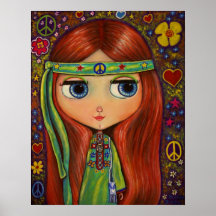 Muñeca del Hippie de la paz Poster