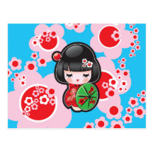 Muñeca del japonés de Kawaii Tarjeta Postal