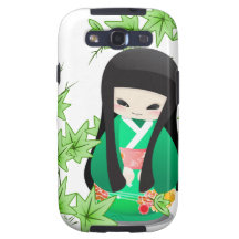 Muñeca japonesa del geisha - serie verde galaxy s3 carcasas