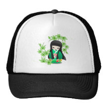 Muñeca japonesa del geisha - serie verde gorras