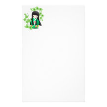 Muñeca japonesa del geisha - serie verde papelería de diseño