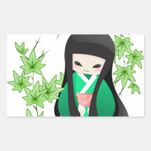 Muñeca japonesa del geisha - serie verde rectangular altavoz