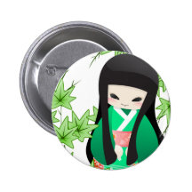 Muñeca japonesa del geisha - serie verde pins